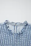 Women's Beau Blue Ruffle Pleated Vintage Washed Denim Sleeveless Top
