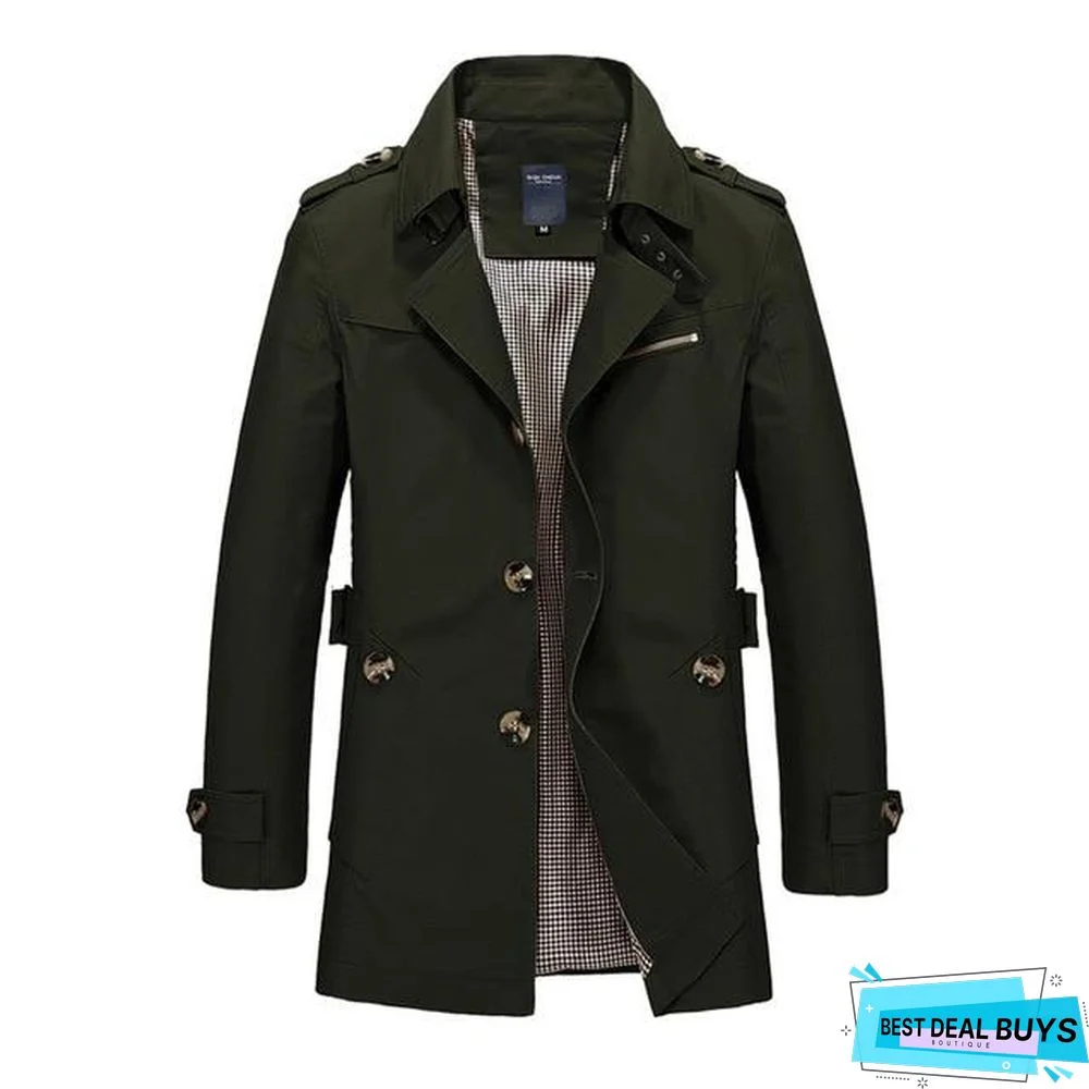 Long Leather Trench Coat Men New Men's Spring Casual Jacket Windbreaker Outerwear High Quality Fashion Long Coat
