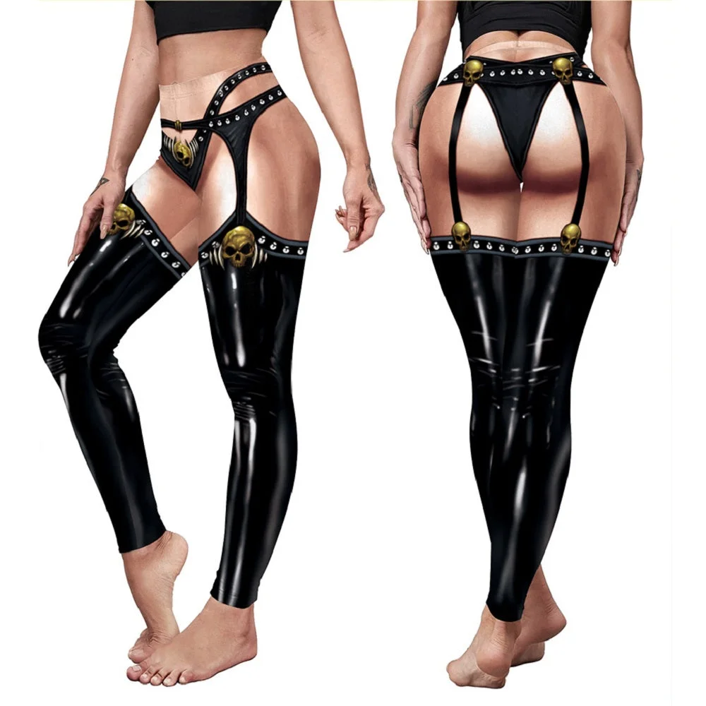 3D Skull Print Sexy Halloween Workout Leggings-elleschic