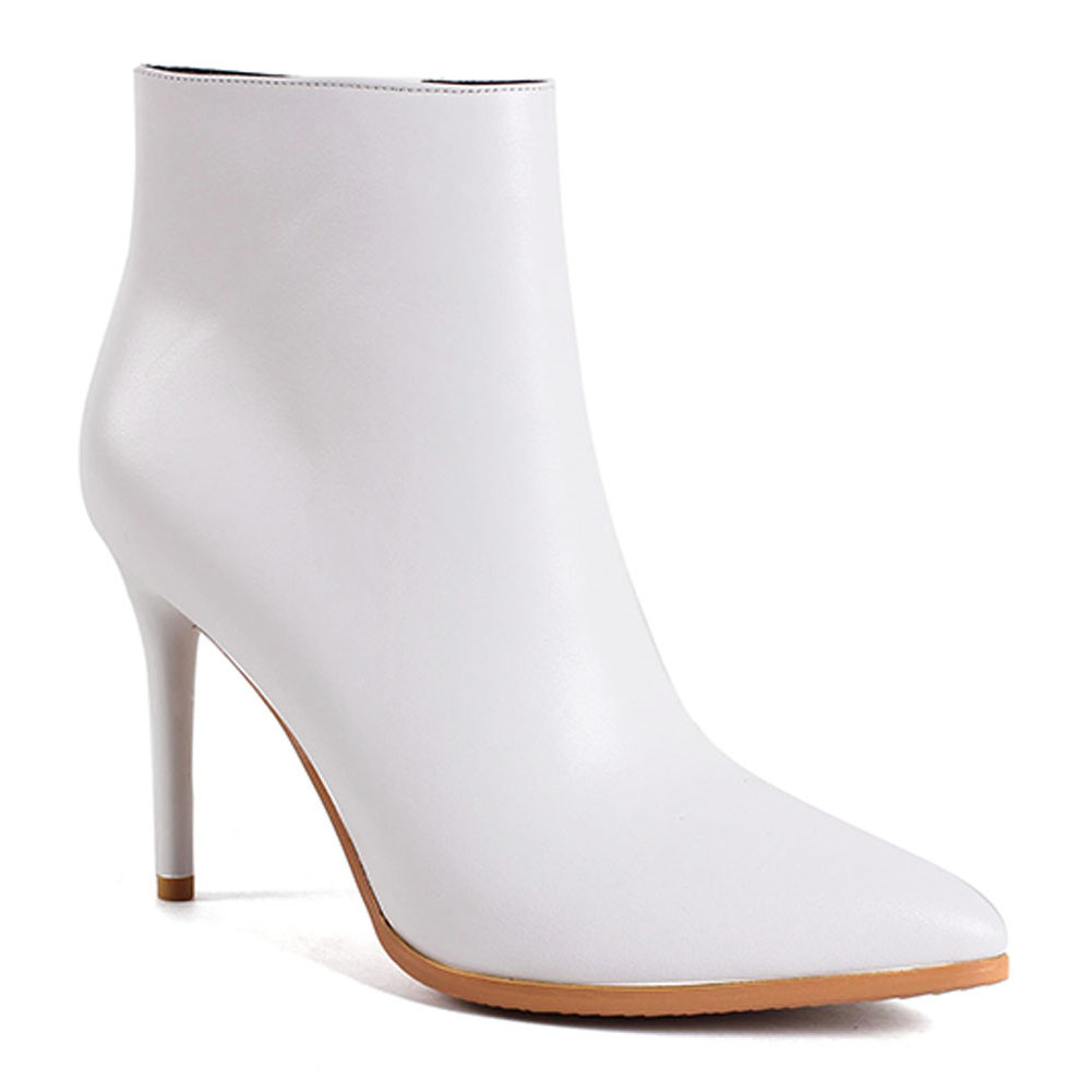90mm Women's Zipper Ankle Boots Solid Color-vocosishoes