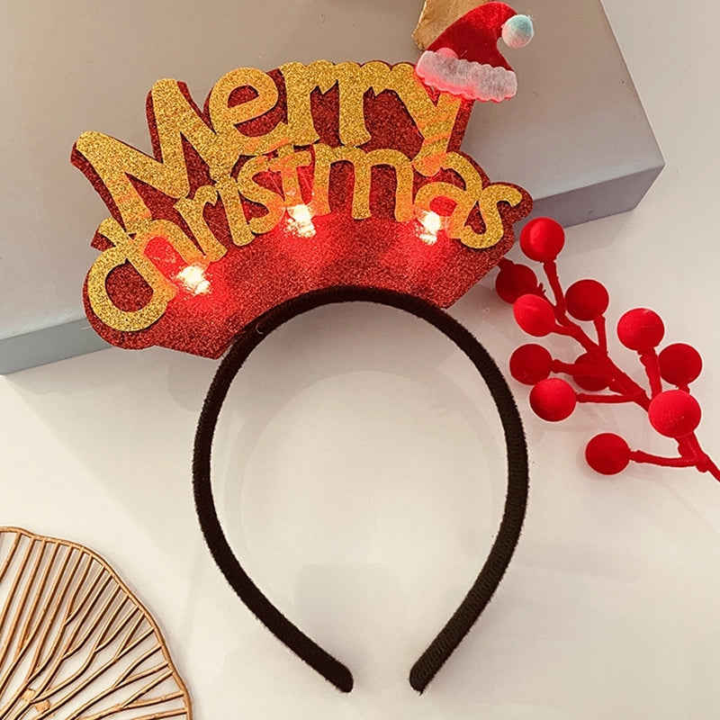 Christmas IG Style Women’s Christmas Hat Christmas Tree Letter Sequin Hair Clip Hair Band