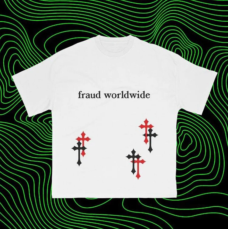 Sopula Trendy Cross Fraud Worldwide Print Short T-Shirt