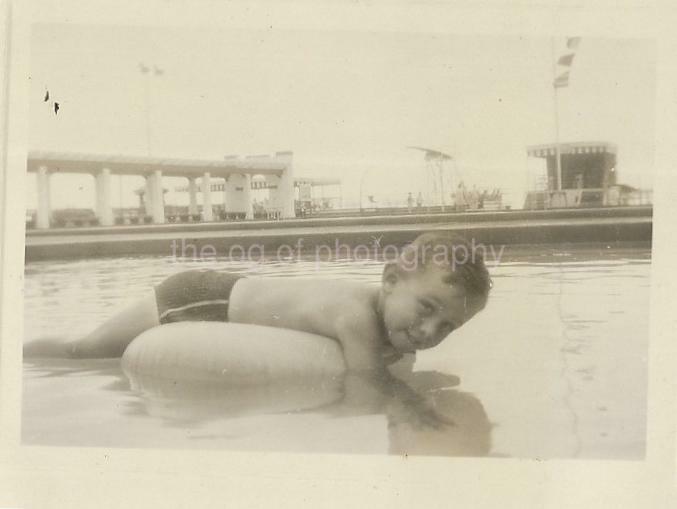 POOL BOY Vintage FOUND Photo Poster paintingGRAPH bw 1940'S Original Snapshot 19 12 B