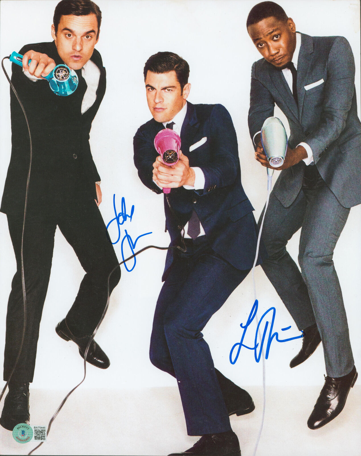 Lemorne Morris & Max Greenfield New Girl Signed 11x14 Photo Poster painting BAS #BA75446