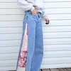  Vintage Floral-Trimmed High-Waisted Bell Bottom Jeans for Women by Inlyline