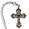 Rearview Mirror Car Rosary (One Decade) - Ornate Cross, Burgundy, Green, Clear