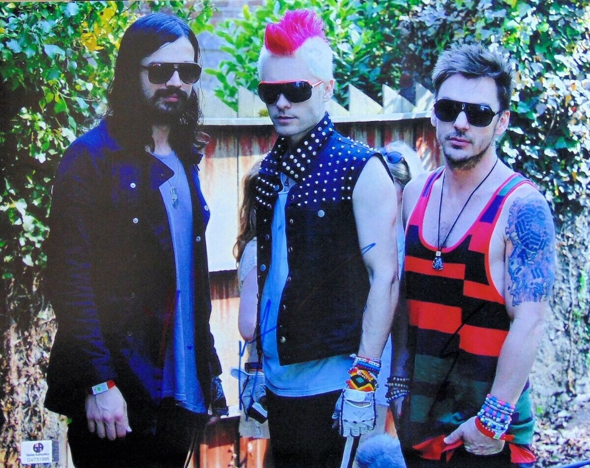 30 Seconds to Mars Band Signed Auto 11X14 Photo Poster painting Jared Shannon Leto GV731995