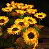 Solar Powered 3/6Head Sunflower Lights Smart Sensor Waterproof Landscape Lights Weather Proof Simulation Sunflower Decorative Lamp for Garden Lawn Courtyard Decor