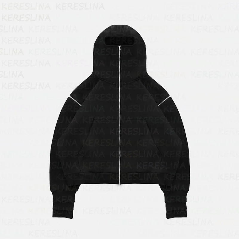 Athvotar Athvotar Brand Plus Velvet Double Hat Unique Design Hooded Jacket Autumn And Winter New Men's And Women's Loose Y2K Jacket