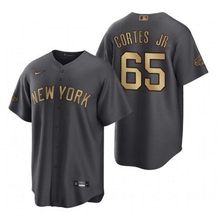 Men's New York Yankees #65 Nestor Cortes Jr. 2022 All-Star Charcoal Cool Base Stitched Baseball Jersey OFJZ