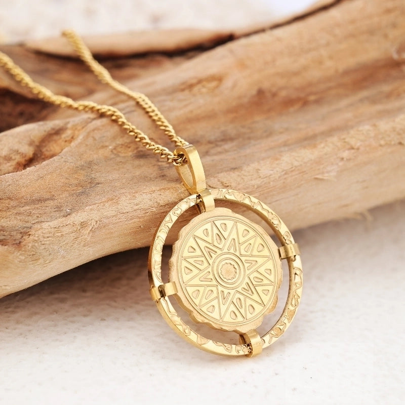 201 Stainless Steel 304 Stainless Steel 18K Gold Plated Elegant Minimalist Round Pendant Necklace