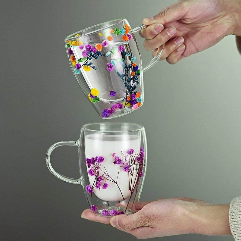 Casual Vacation Flower Borosilicate Glass Mug 1 Piece