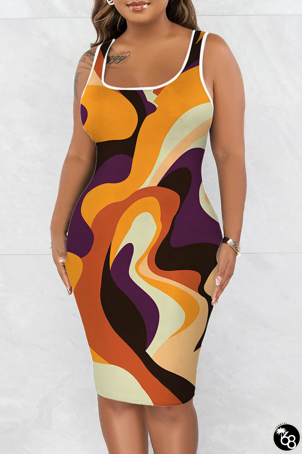 Casual Print Basic U Neck Vest Dress Dresses | 168DEAL