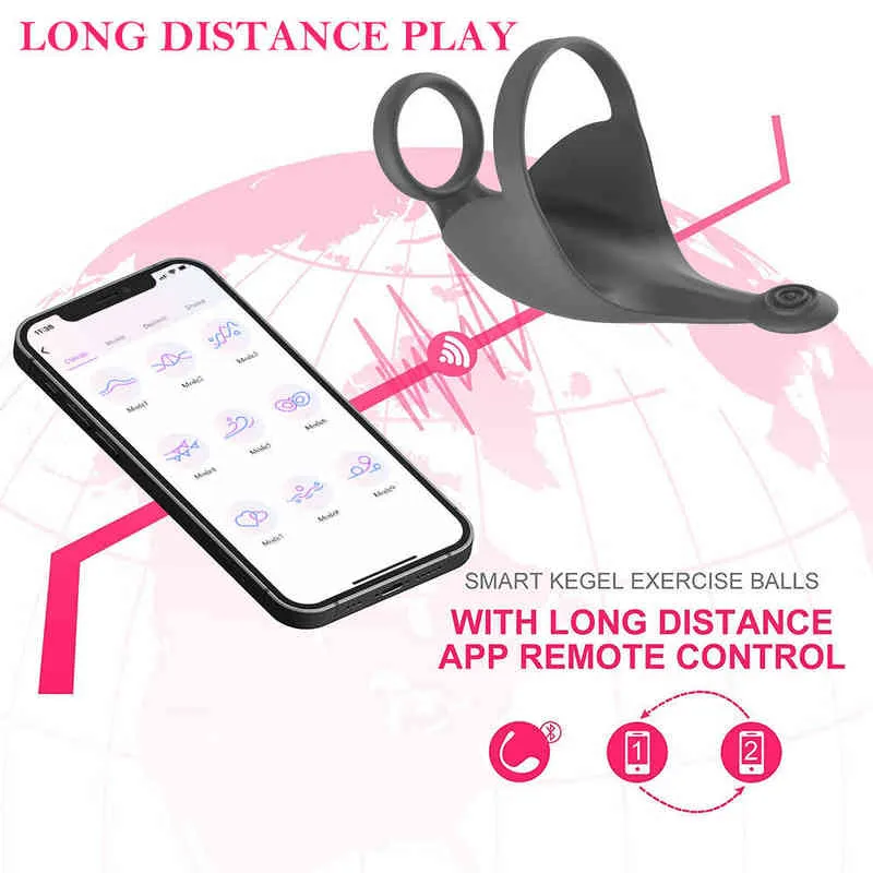 Bluetooth Penis Ring Vibrator for menn Masturbator Chastity App Control