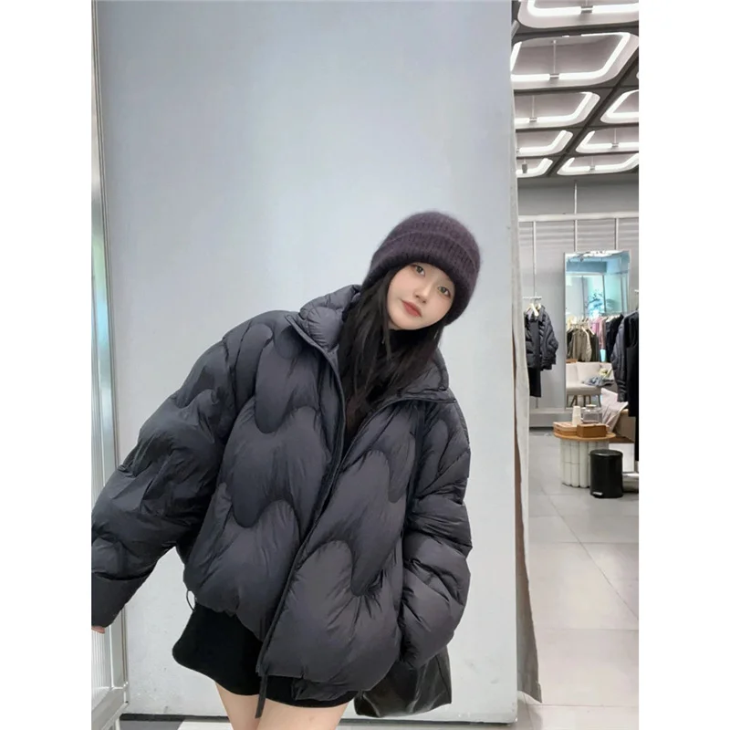 Toloer Jiangnan Home Wave Down Jacket Female Short Money Standing Collar Add Thick Cloud Puff 90 White Duck Velvet Winter New Coat Tide-Outfit Ideas