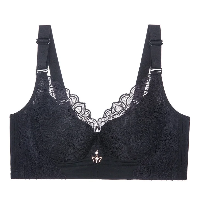 FallSweet Plus Size Wireless Bras for Women Push Up Bra Sexy Underwear Lace Lingerie Femme C D E Cup