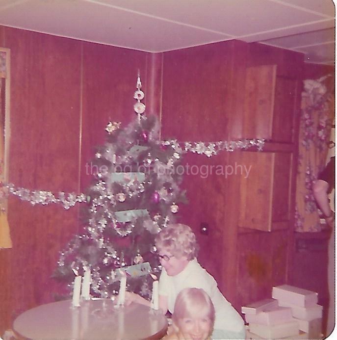 1970's Christmas FOUND Photo Poster painting Color TREE Original FAMILY Snapshot VINTAGE 05 19 K