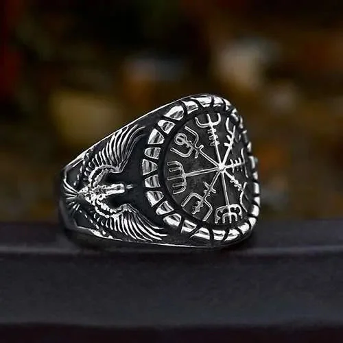 Coutureaura Raven And Vegvisir Ring