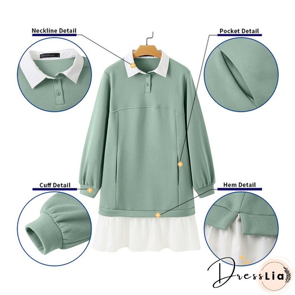 ZANZEA Women Autumn Loose Full Sleeve Sweater Casual Plain Holiday Sweatshirt Dress Plus Size