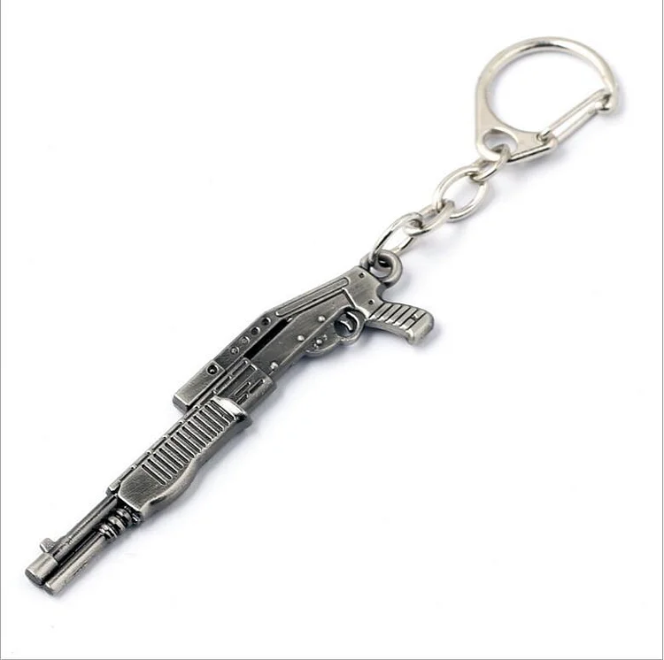Toy Time60mm CSGO Weapon Model Metal Keychain Gun Black Color Machine-Gun Model Key Ring Key Finder Collectible Jewelry Accessories Gift