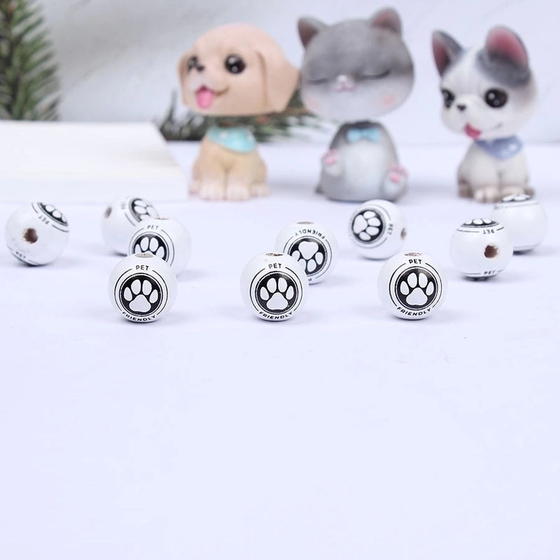 1 Piece Diameter 16mm Hole 4~4.9mm Wood Paw Print Beads