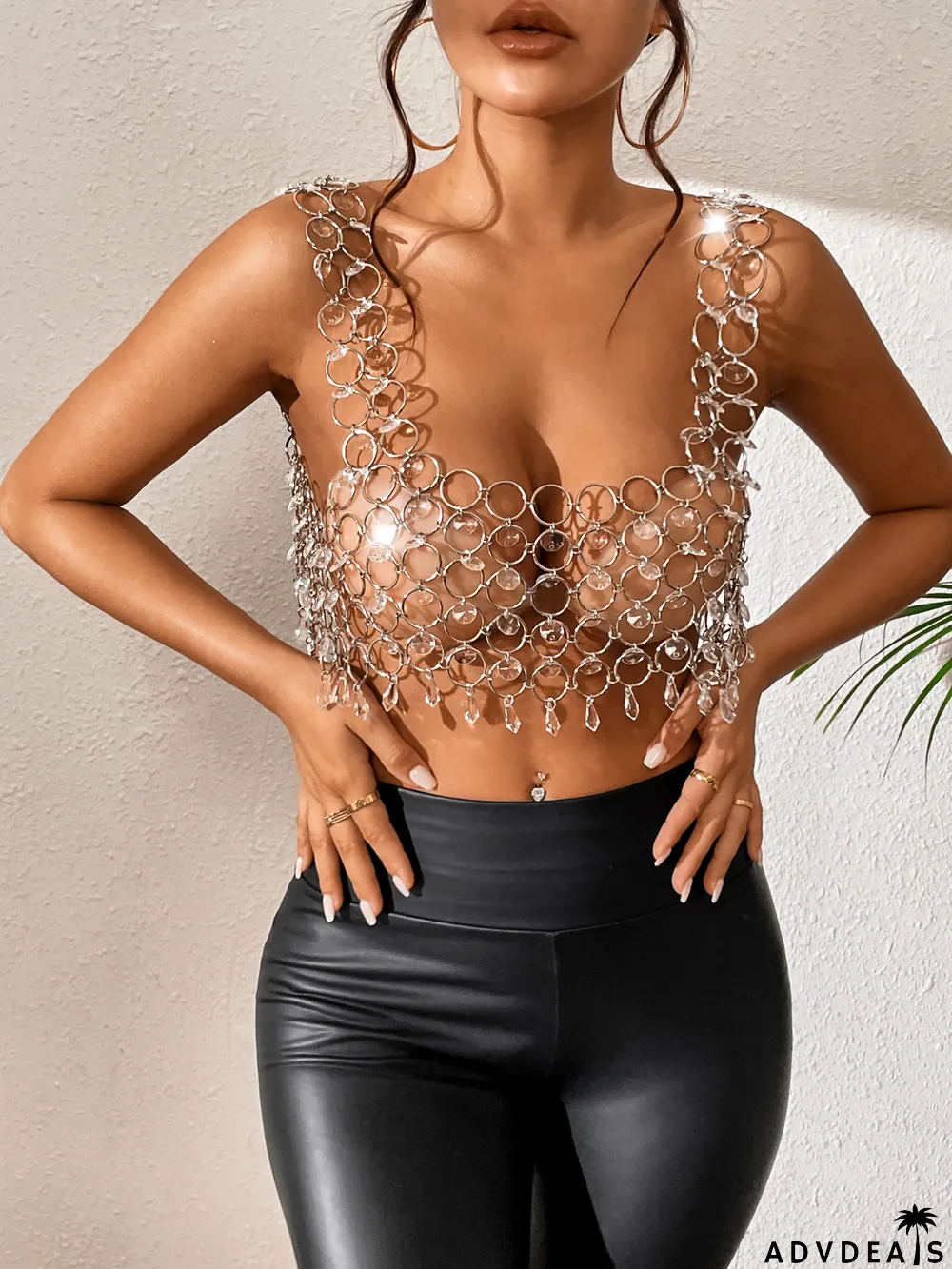 Summer Cutout Shiny Crystal Vest