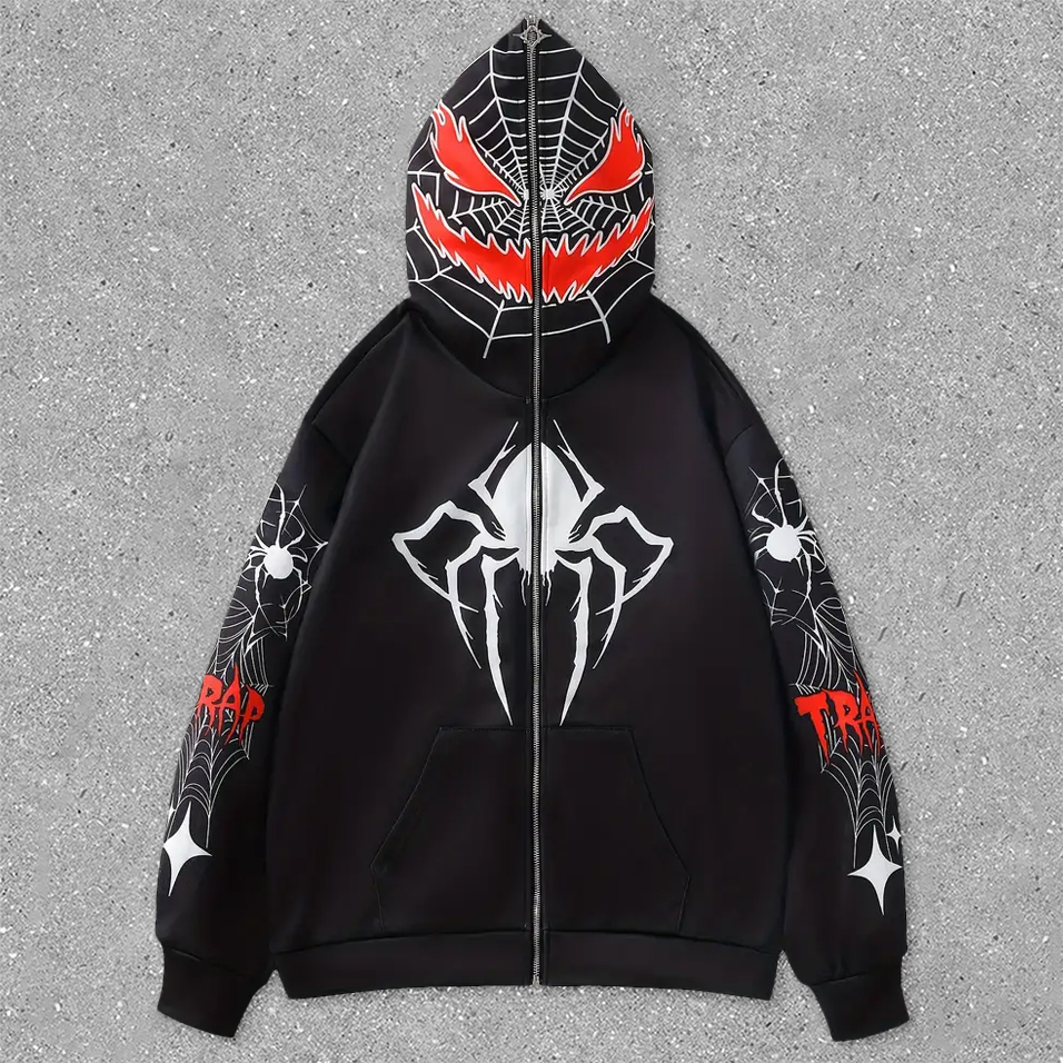 Street Style Full Zip Print Hoodie