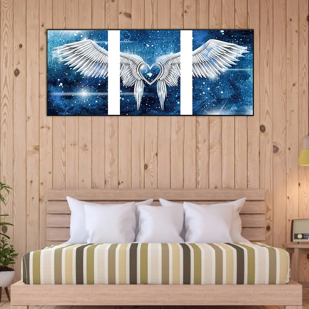 Diamond Painting - Full Round Drill - 3pcs Love Angel Wings(90*40cm)