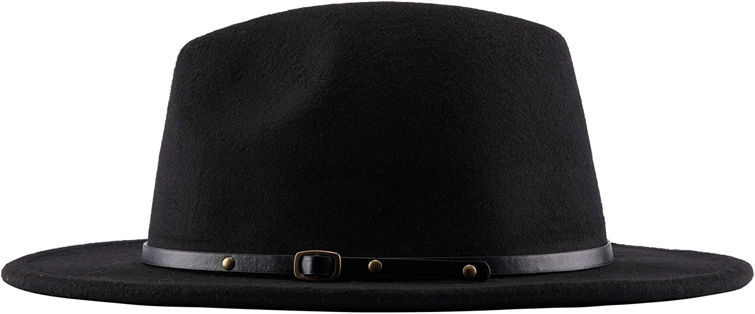 Two Tone Red Bottom Wide Brim Wool Felt Fedora Hat 