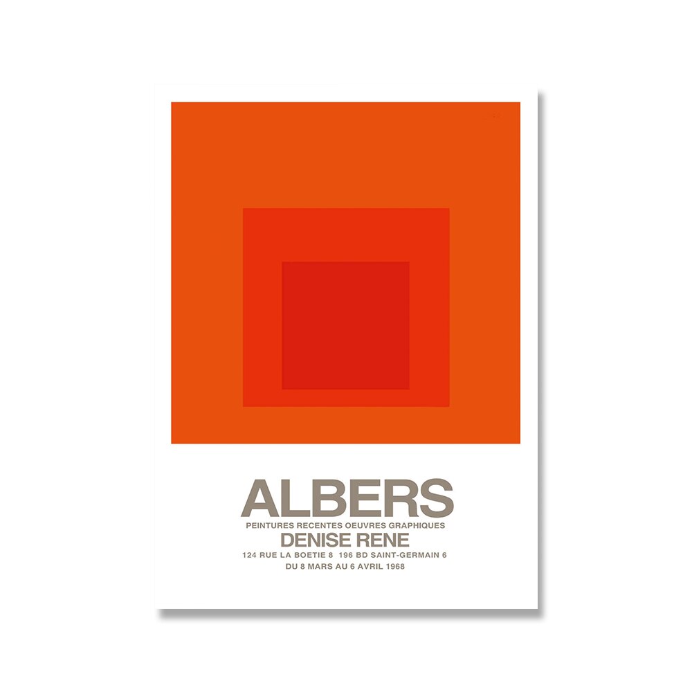 Joseph Albers Exhibition Poster Color Abstract Canvas Painting Wall Art Picture Nordic Print Modern Home Decoration Frameless