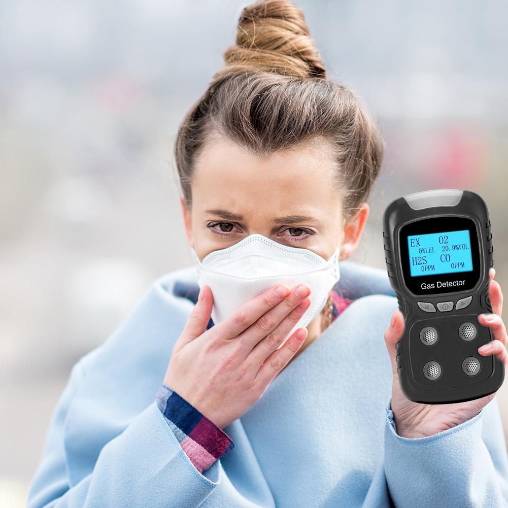 

LCD 4 in 1 Gas Detector EX/O2/H2S/CO Carbon Monoxide Gas Analyzer Detector, Black, 501 Original