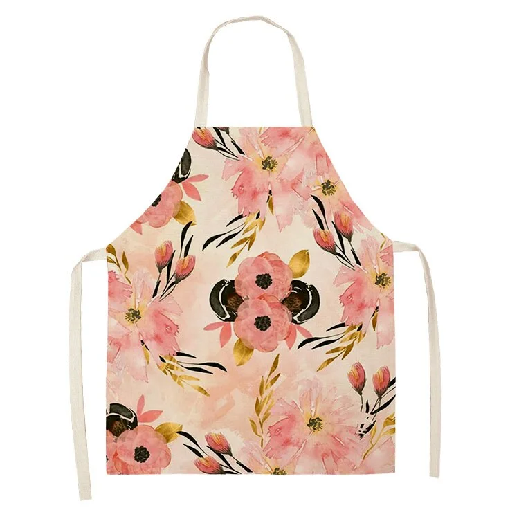 Linen Kitchen Apron - Flowers letclo 
