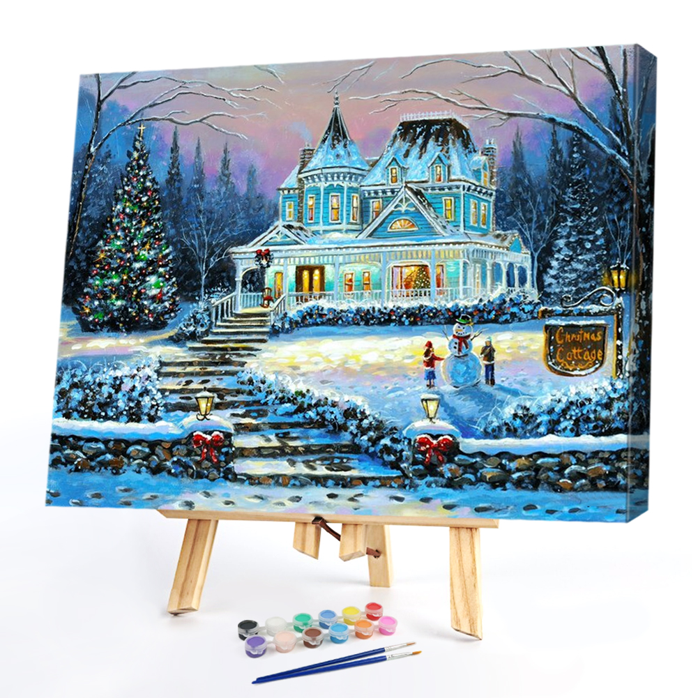 

50*40CM - Paint By Numbers - Night Snowscape, 501 Original