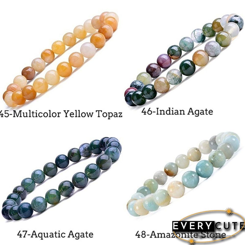 Natural Gemstone Round Beads 8mm Bracelets Apatite / Agate /amethyst /watermelon /Rose Quartz /Morgan Stone/malachite/Tiger Eye Fashion Bracelet 75 Styles