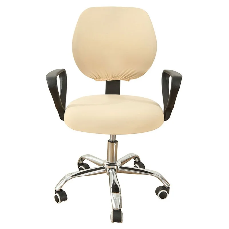 2-piece Split Office Chair Covers Elastic Stretch Computer Chair Covers Universal Solid color Seat Cover Office Chair Dustcover