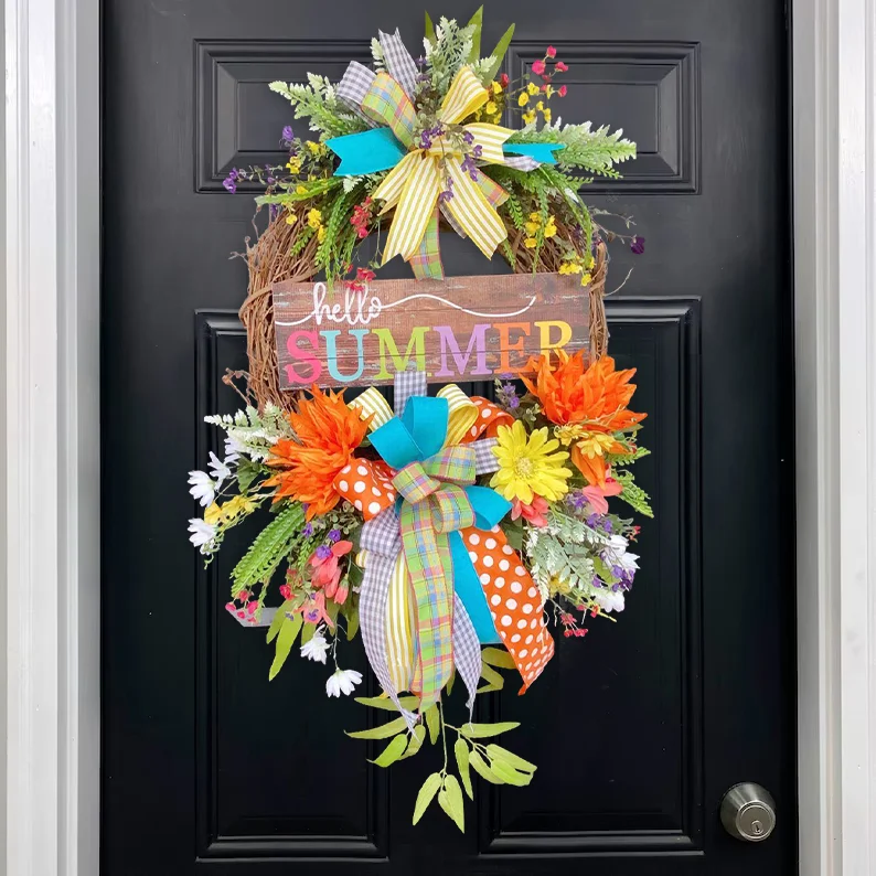 Summer Sign Swag wreath for front door-💖Mother's Day Sale💖