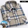 Pure cotton plaid casual square collar pocket long sleeve shirt