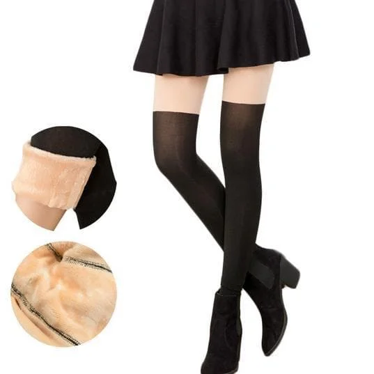 Basic Fake Over Knee Thigh High Fleece Footless Tights SP153990