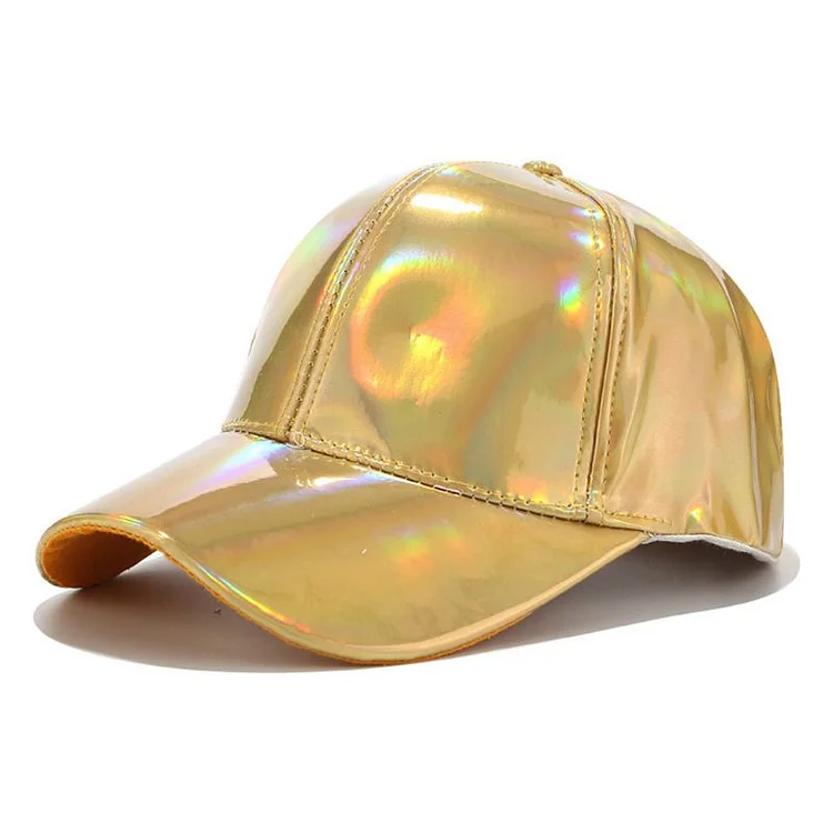 Glitter Metallic Reflective Fitted Hats Hip Hop Strapback Baseball Cap