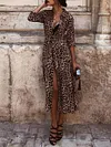 Snake-Print And Leopard Long Sleeves Maxi Dresses