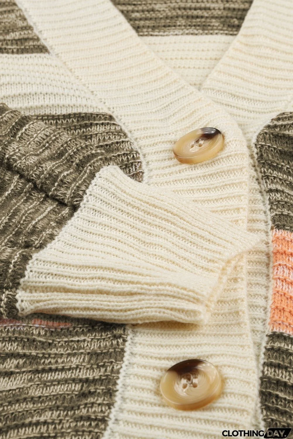 Thick Buttoned Open Front Cardigan with Pocket