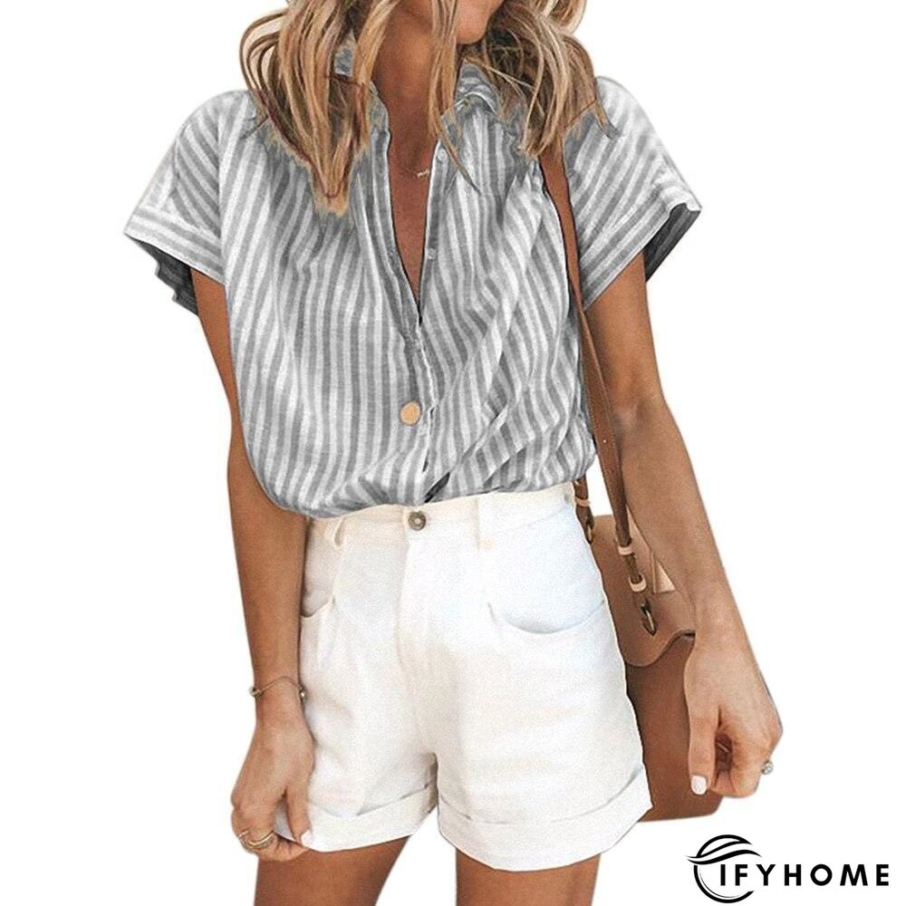 Elastic Knit Soft Summer Loose Women Shirt Casual Office Short Sleeve | IFYHOME