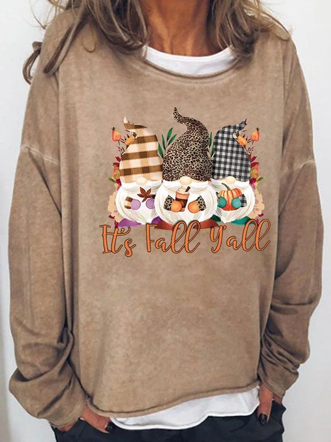 Fashion Gnome Print Long Sleeve Sweatshirt