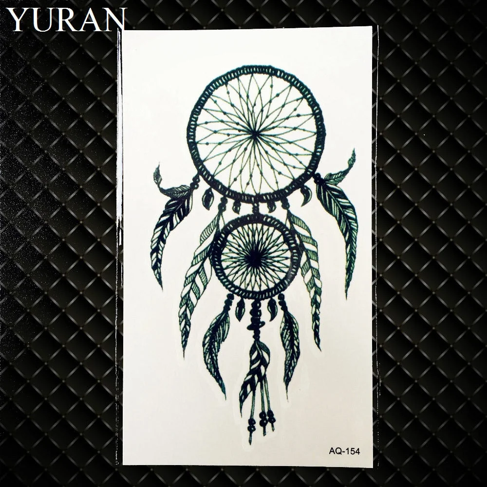 Watercolor Dream Catcher Temporary Tattoo Women Tribal Tattoo Sticker Black Dreamcatcher Fake Flash Tatoo Girl Body Arm Shoulder