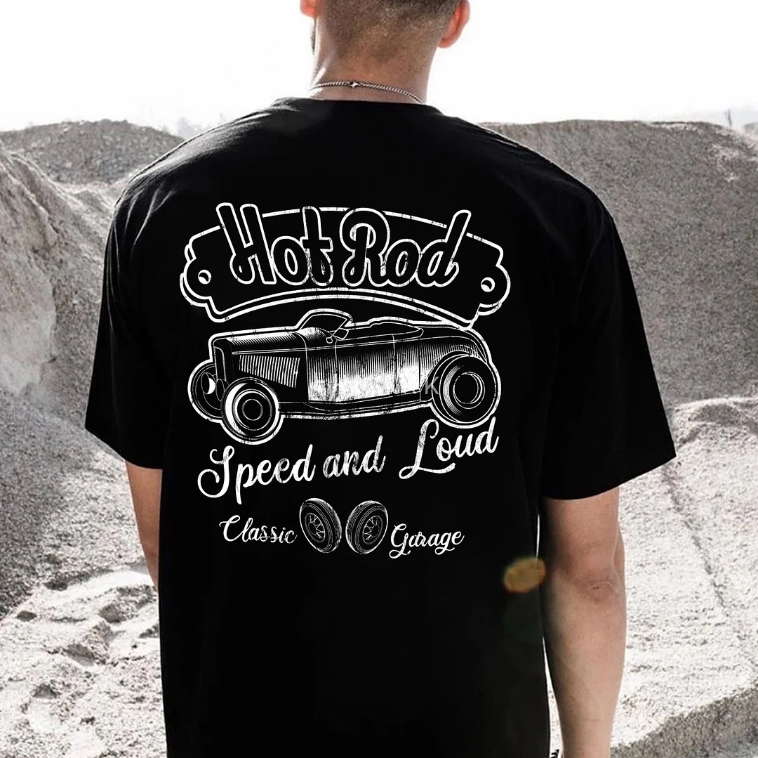 HOT ROD SPEED AND LOUD Classic Car Print Men's T-shirt