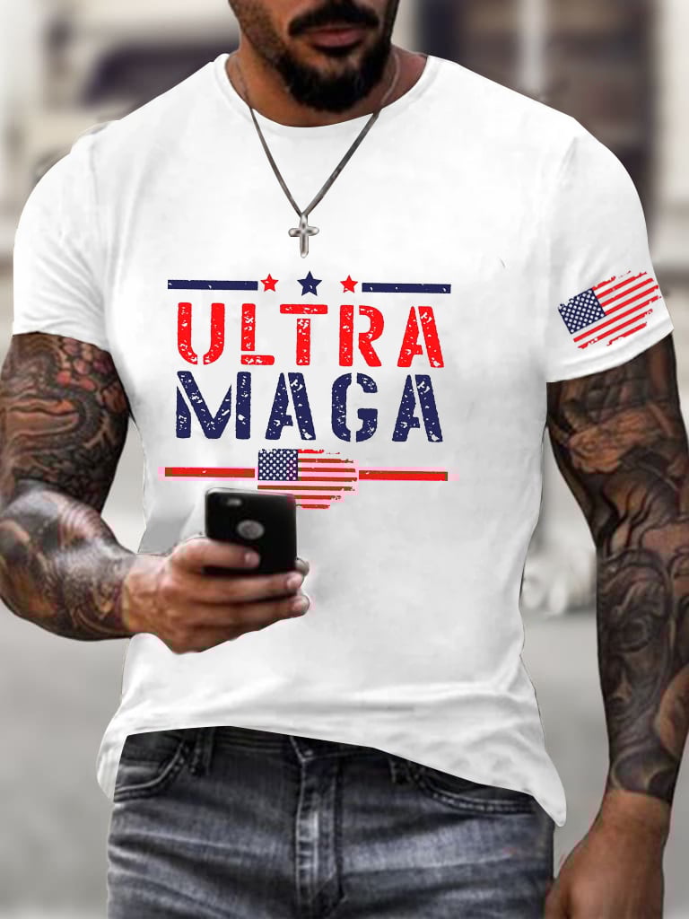 Men'S Ultra MAGA Flag printed T-Shirt