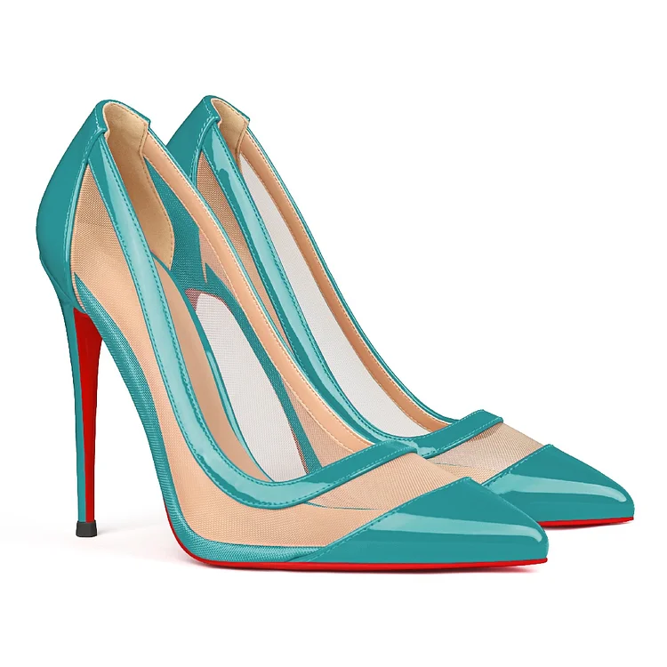 100mm/120mm Women's Breathable Mesh Pointed Toe High Heel Sandals Red Bottom Shoes VOCOSI VOCOSI