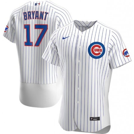 Men's Chicago Cubs #17 Kris Bryant White Flex Base Stitched Jersey 922F
