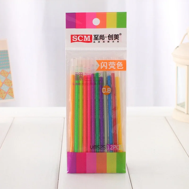 2020 New Arrival 12 Colorful Bullet Refill Gel Pen Refill Replaceable School Stationery Supplies