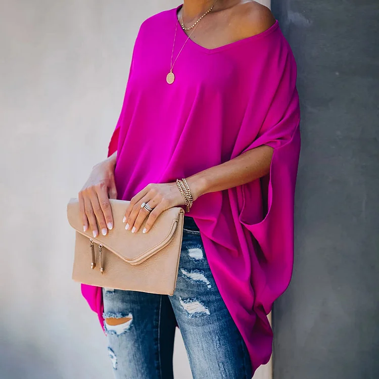 Fashion Loose Personality V Neck Blouse